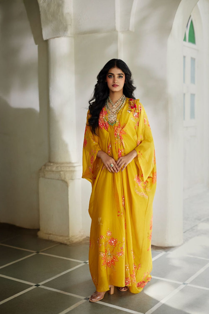 PH-2893 Cres Kaftan organza by Paulmi & Harsh in gold color for women in Singapore