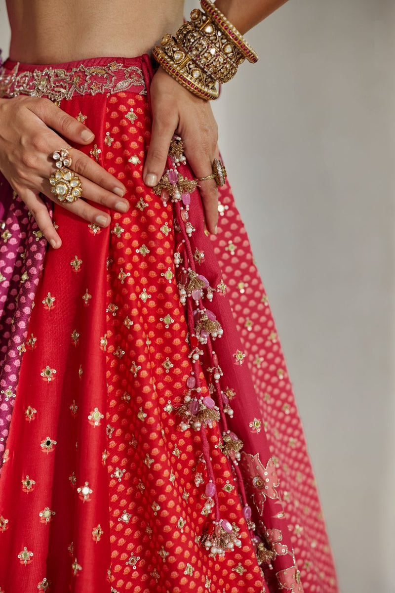 PH-2896 Indu Lehenga Set mul by Paulmi & Harsh in multi color for women in Singapore
