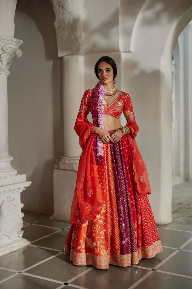 PH-2896 Indu Lehenga Set mul by Paulmi & Harsh in multi color for women in Singapore