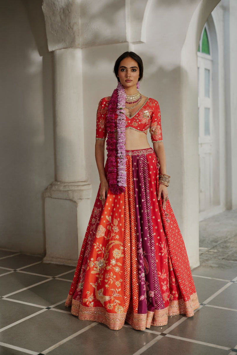 PH-2896 Indu Lehenga Set mul by Paulmi & Harsh in multi color for women in Singapore