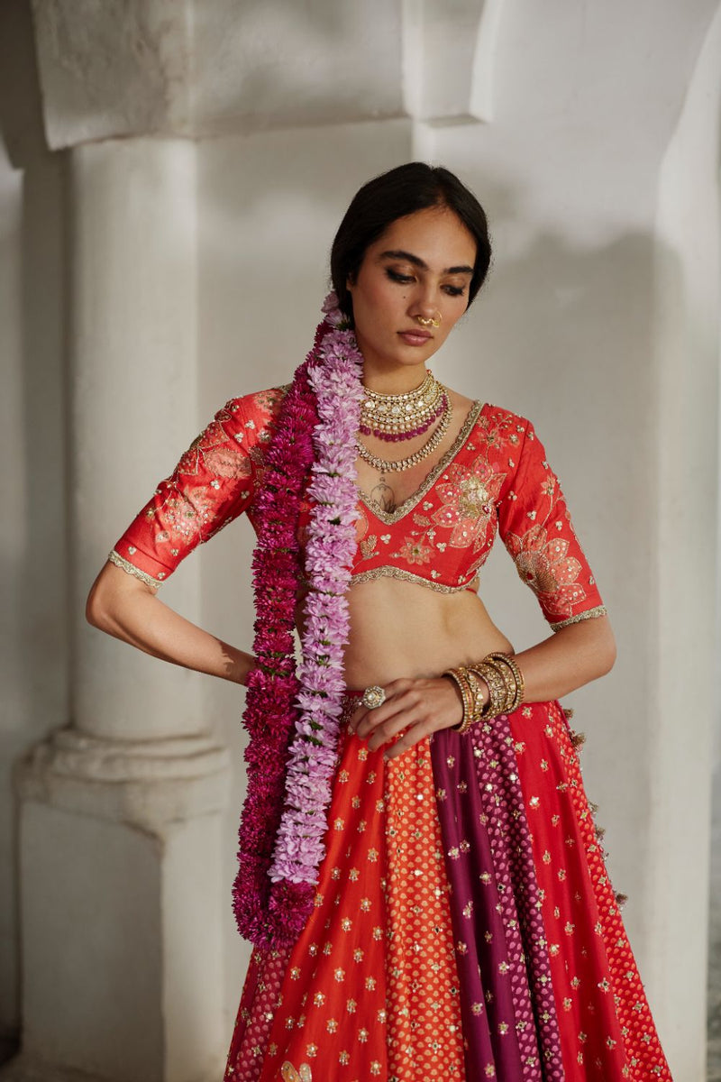 PH-2896 Indu Lehenga Set mul by Paulmi & Harsh in multi color for women in Singapore