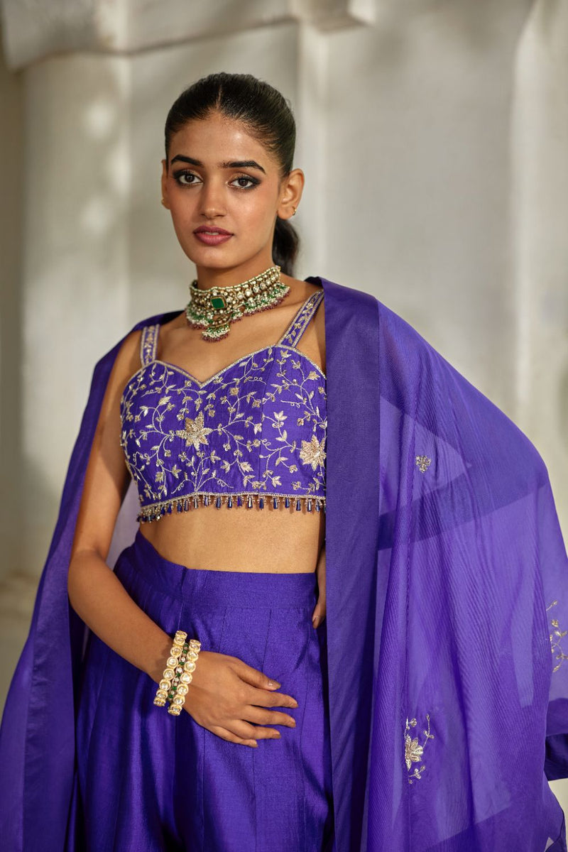 PH-3100 Zilu Cape Palazzo Set organza by Paulmi & Harsh for women in Singapore