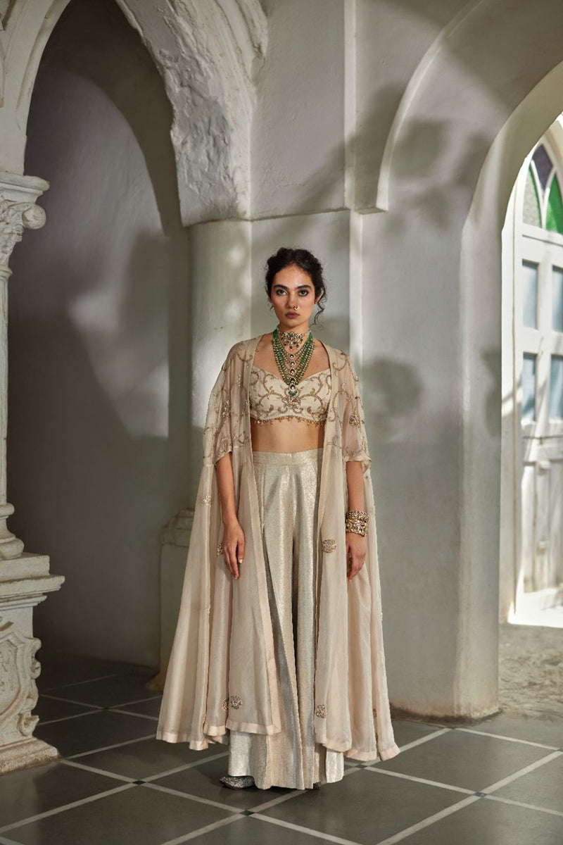 PH-3104 Aira Cape Palazzo Set organza by Paulmi & Harsh for women in Singapore