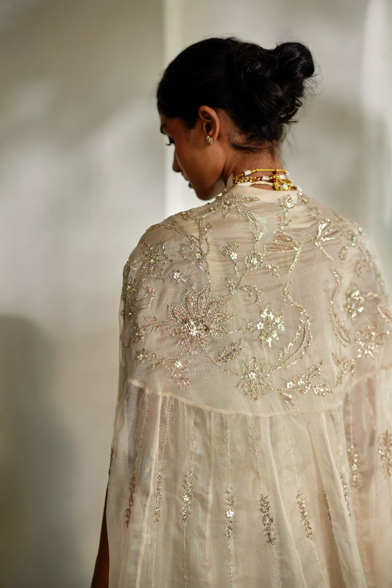PH-3109 Lumi Cape Anarkali Set by Paulmi & Harsh in ivory color for women in Singapore