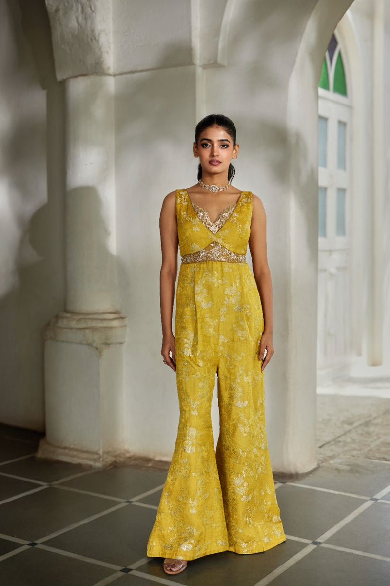 PH-3110 Miri Jumpsuit by Paulmi & Harsh in yellow color for women in Singapore