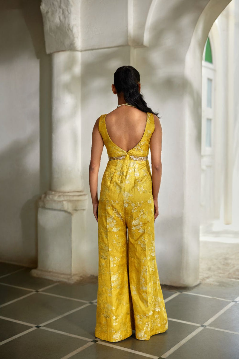 PH-3110 Miri Jumpsuit by Paulmi & Harsh in yellow color for women in Singapore