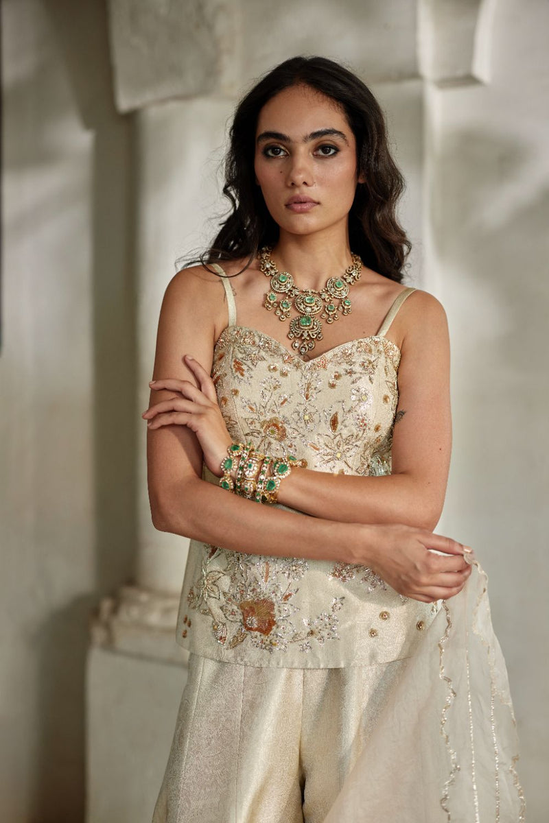 PH-3113 [H] Niri Kurti Set by Paulmi & Harsh in ivory color for women in Singapore
