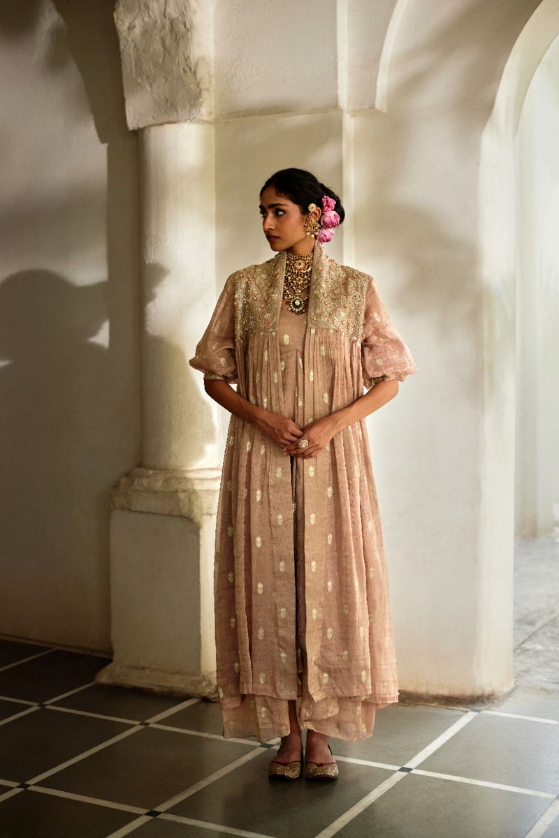 PH-3117 Erios Jacket Set by Paulmi & Harsh in brown color for women in Singapore