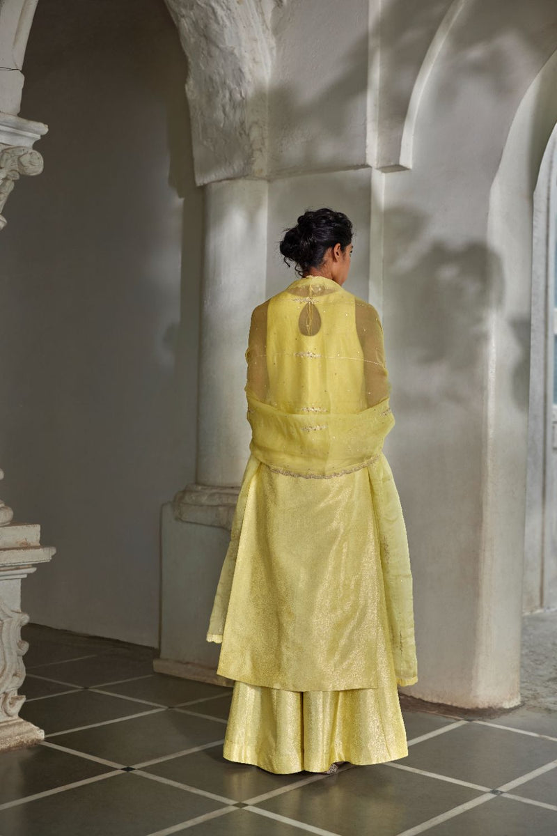 PH-3121 Auri Kurta Set by Paulmi & Harsh in yellow color for women in Singapore