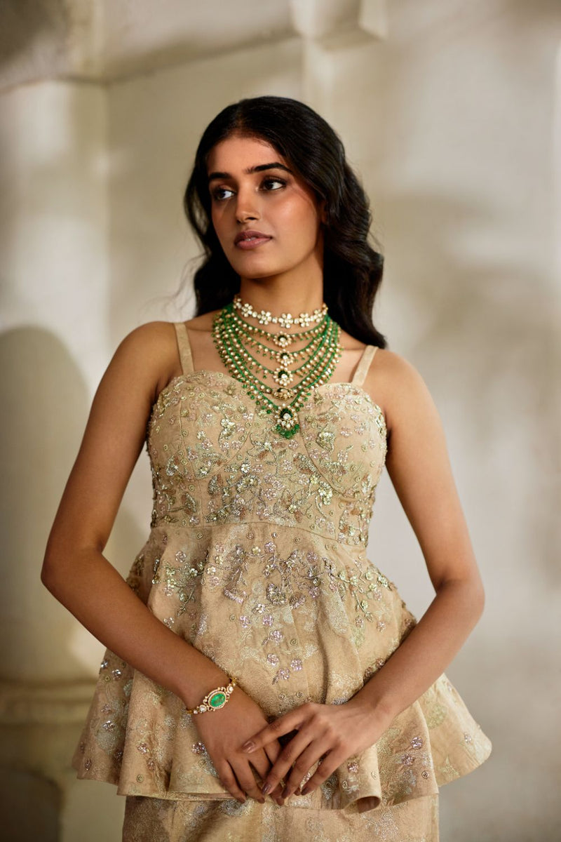 PH-3123 Nara Peplum Set by Paulmi & Harsh for women in Singapore