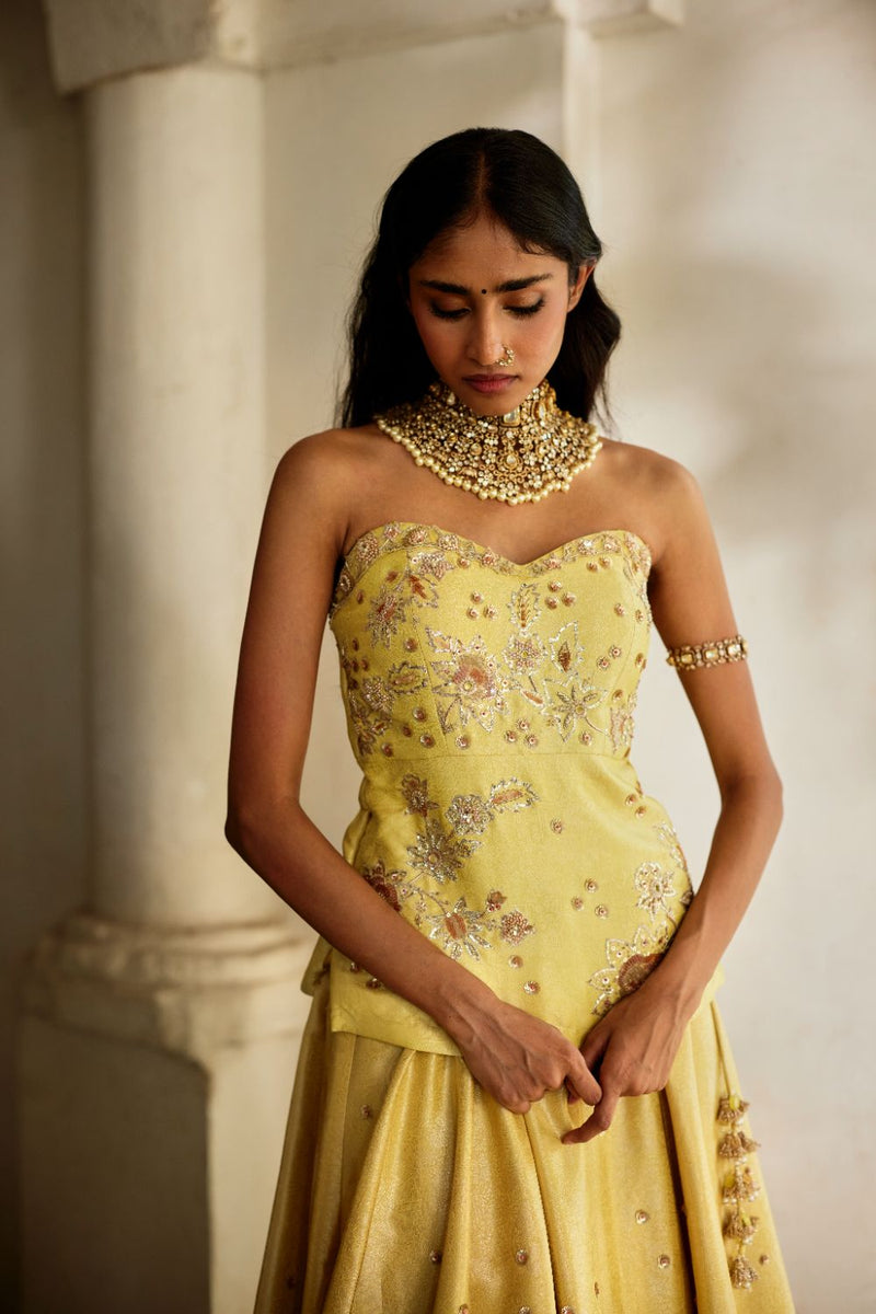 PH-3125 Anira Lehenga Set by Paulmi & Harsh in yellow color for women in Singapore