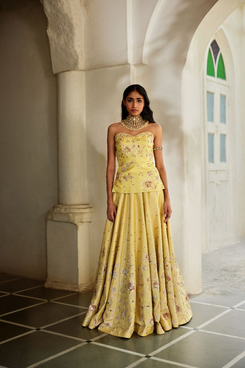 PH-3125 Anira Lehenga Set by Paulmi & Harsh in yellow color for women in Singapore