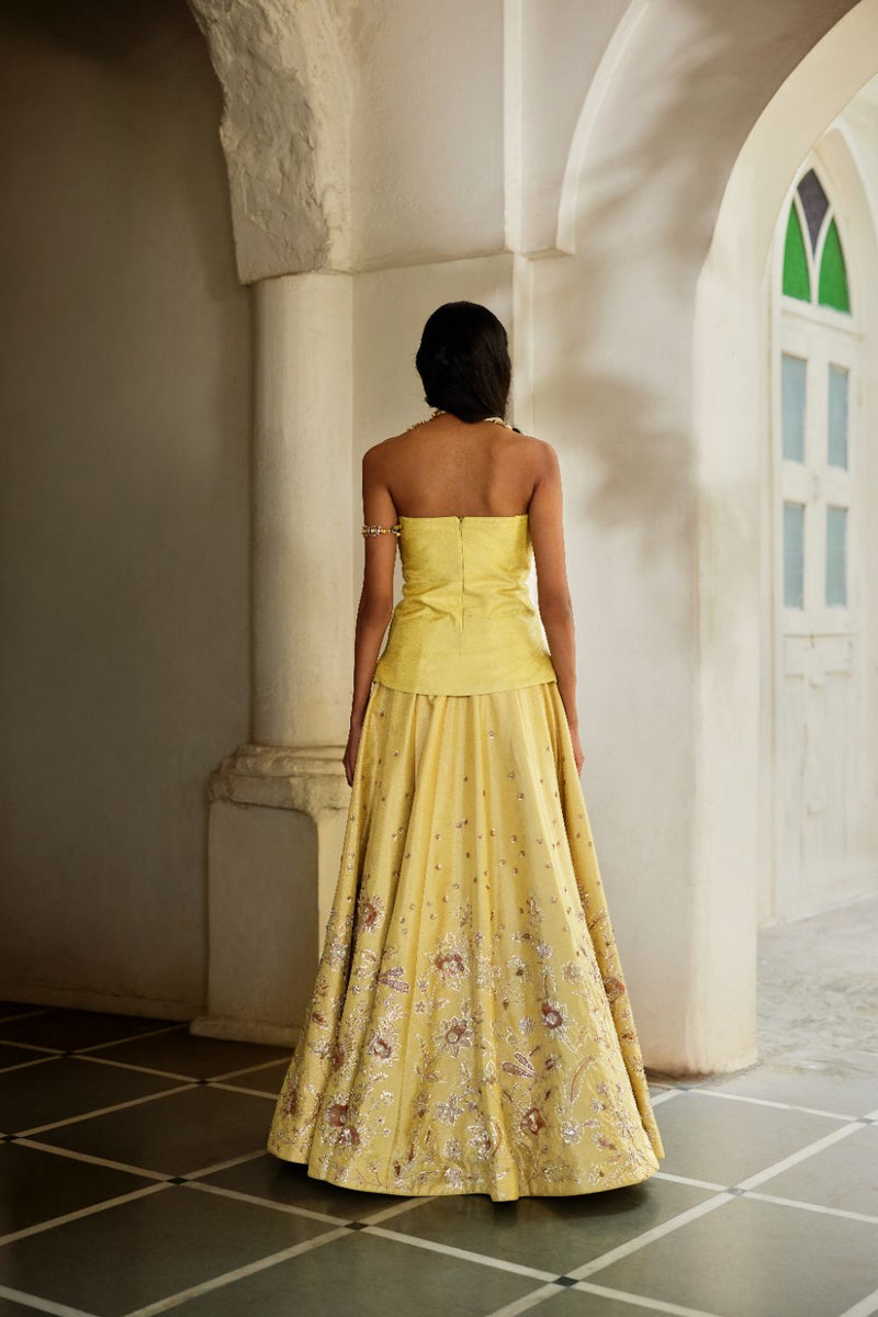 PH-3125 Anira Lehenga Set by Paulmi & Harsh in yellow color for women in Singapore