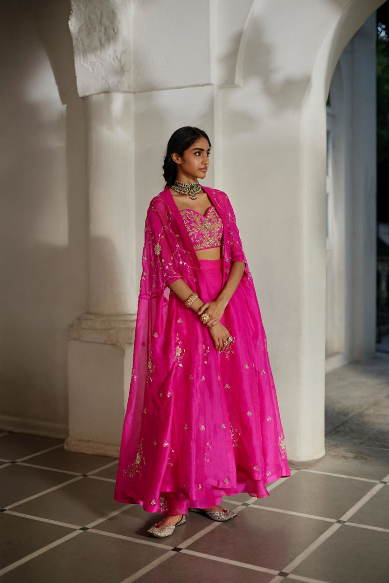 PH-3126 Ari Cape Palazzo Set by Paulmi & Harsh in pink color for women in Singapore