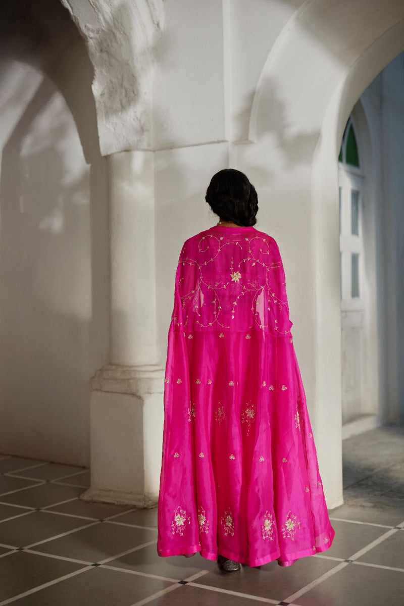 PH-3126 Ari Cape Palazzo Set by Paulmi & Harsh in pink color for women in Singapore