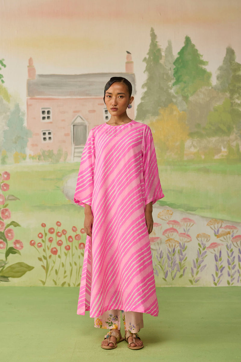 Blush Long Kurta Kurta Set Silk silk co-ord set by Nadiya Paar in pink for women in Singapore