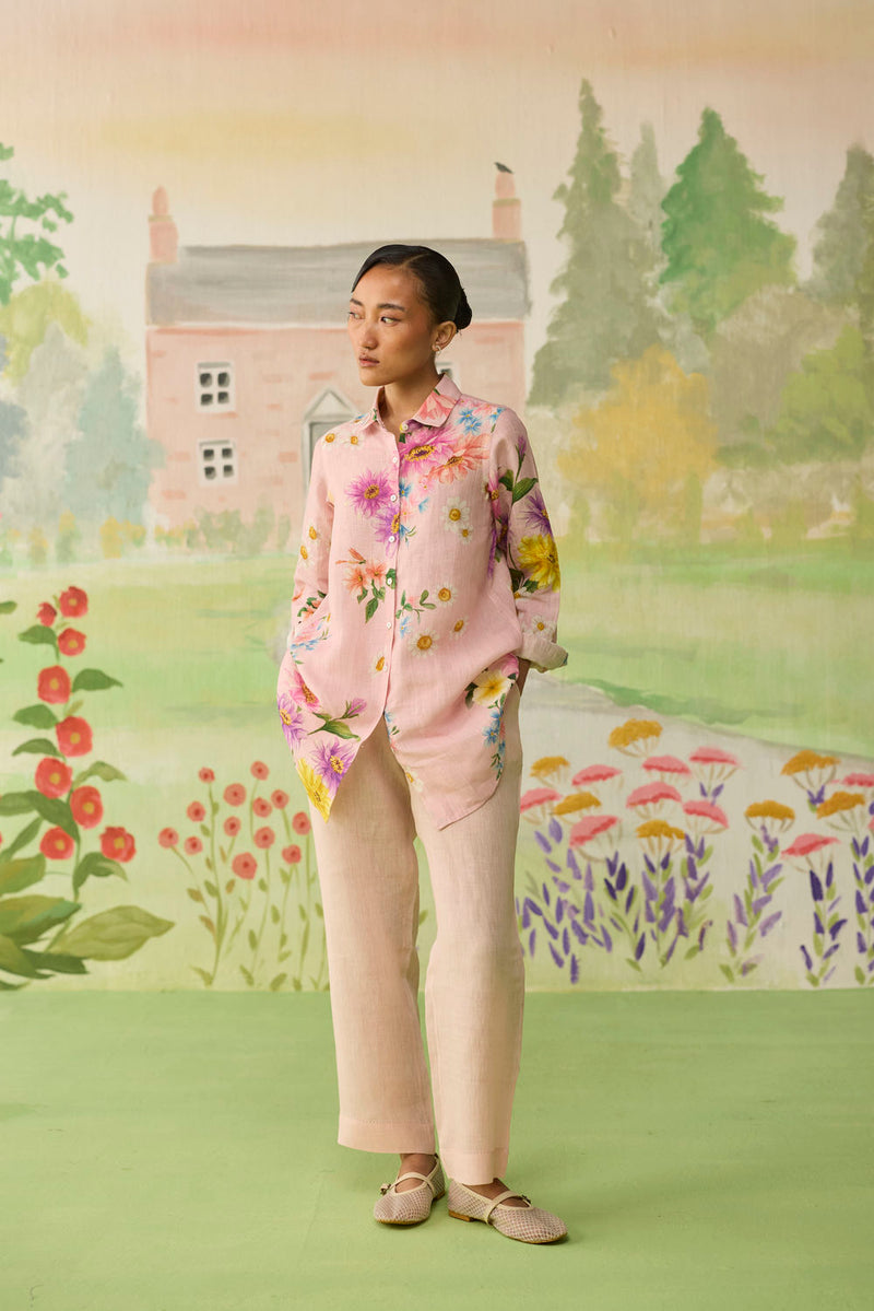 Nice Day Linen Co-ord Set Pink linen co-ord set by Nadiya Paar in pink for women in Singapore