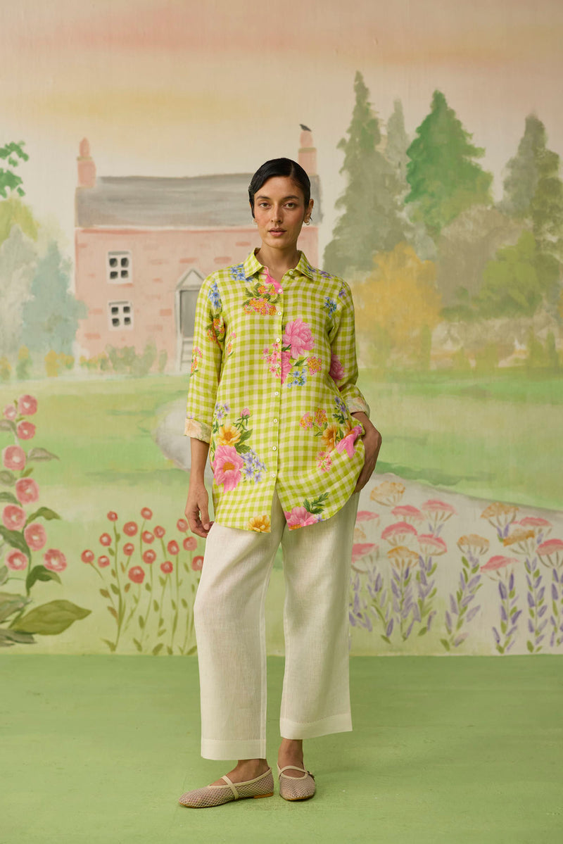 Nice Day Linen Co-ord Set Lime Green linen co-ord set by Nadiya Paar in green for women in Singapore