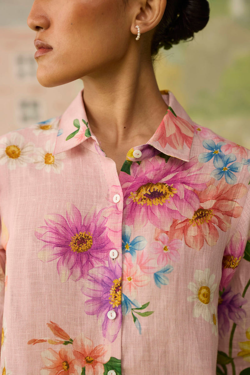 Nice Day Linen Co-ord Set Pink linen co-ord set by Nadiya Paar in pink for women in Singapore