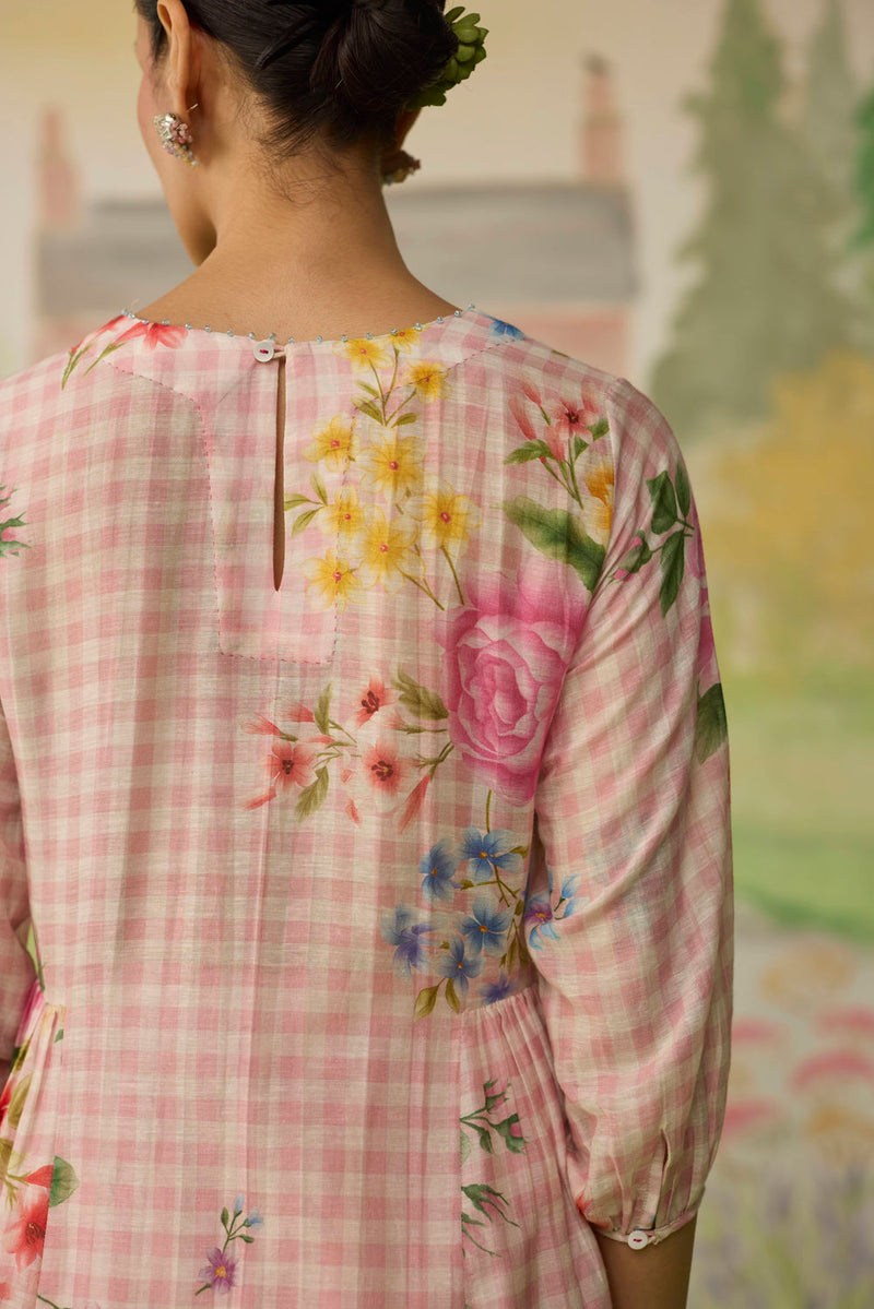 Golden Hour Pink Long Kurta Set Khadi Silk silk co-ord set by Nadiya Paar in pink for women in Singapore