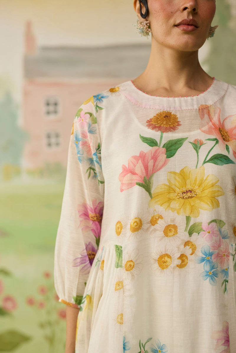 Golden Hour Off-white Long Kurta Set Khadi Silk silk co-ord set by Nadiya Paar in off white for women in Singapore