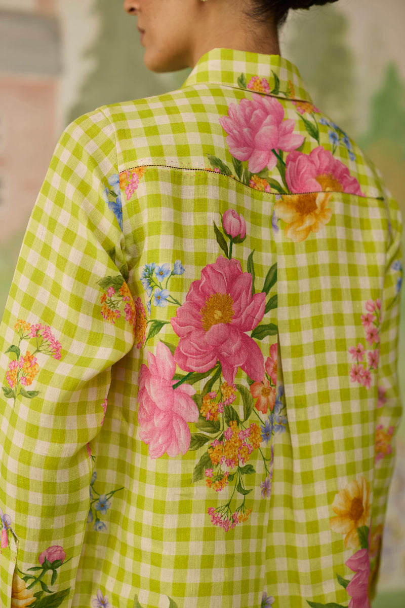 Nice Day Linen Co-ord Set Lime Green linen co-ord set by Nadiya Paar in green for women in Singapore