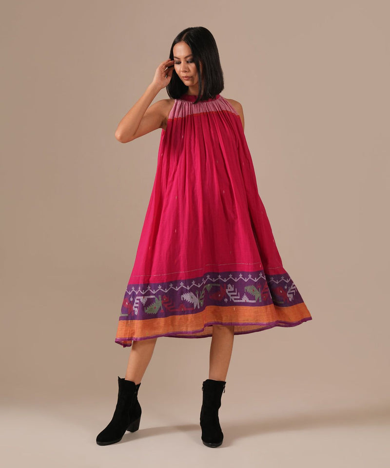 PINK EMBER DRESS 100% cotton Buy PINK EMBER DRESS from C&W | Dresses for Women by Indigo Dreams in pink color for women in Singapore