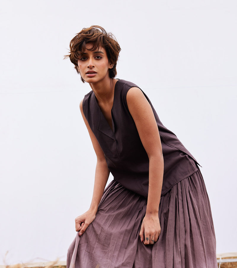 Plum co-ord set cotton by Khara Kapas for women in Singapore