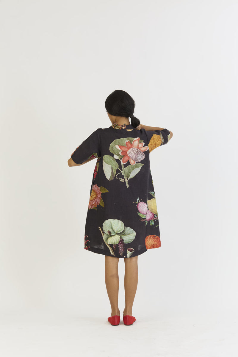 PLUM SHORT COLLARED DRESS linen by Yam for women in Singapore
