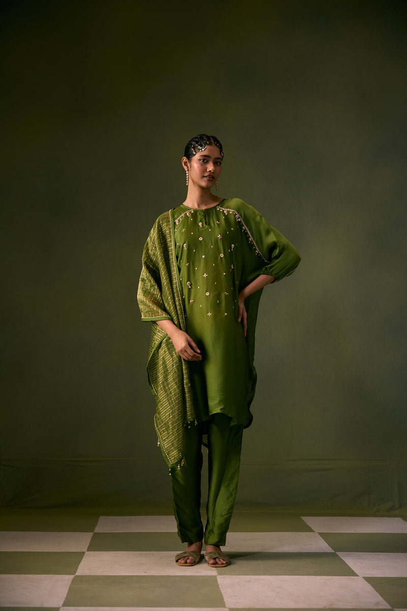 Acove Antifit Kurta Set vegan satin, organza satin kurta/kurta set by PRAHNAAYA in musturd yellow for women in Singapore