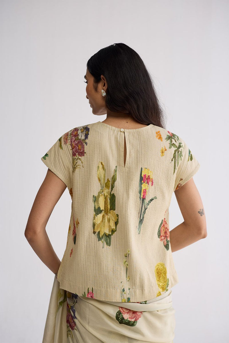 PRIMAVERA PINTUCKS BLOUSE cotton cambric blouse by YAM in off white for women in Singapore