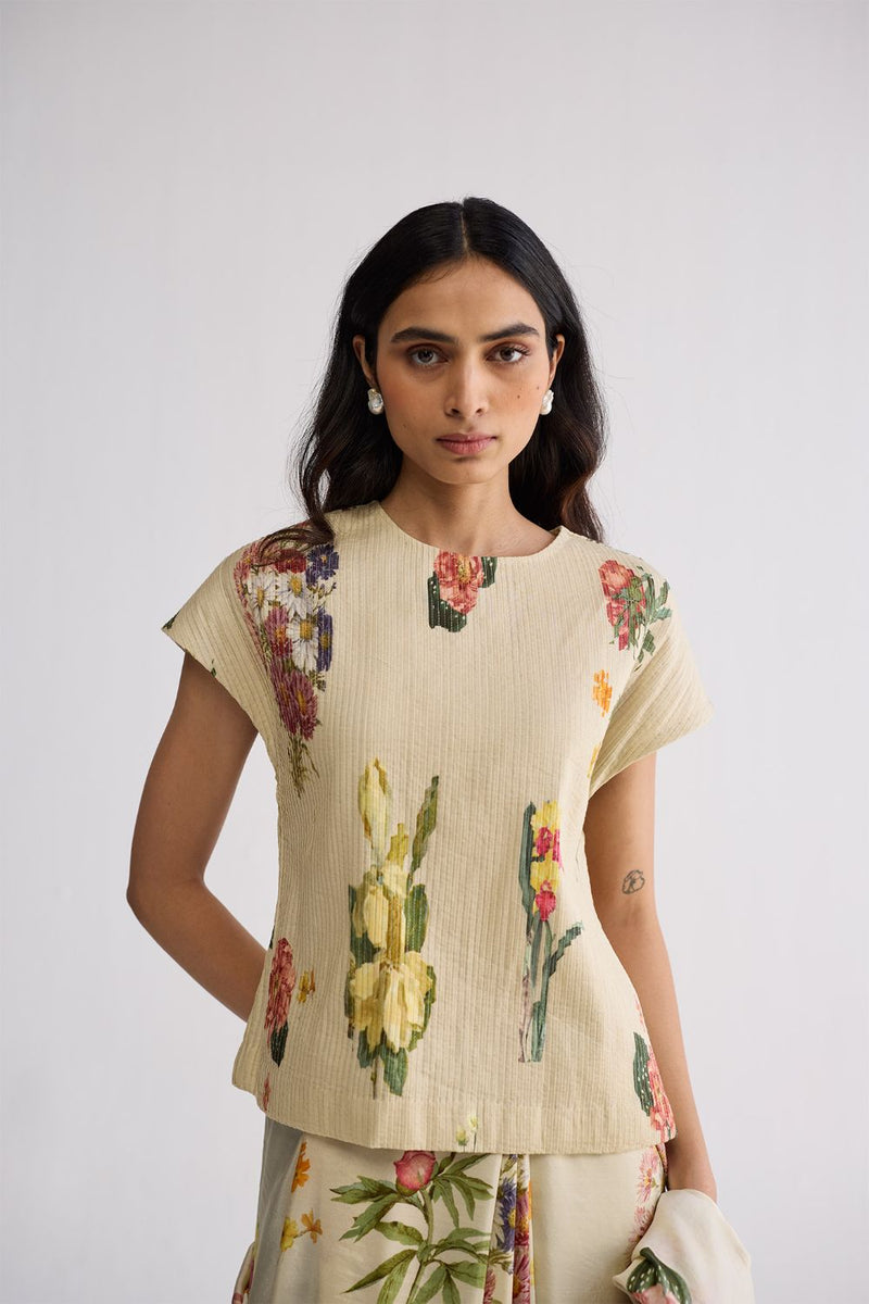 PRIMAVERA PINTUCKS BLOUSE cotton cambric blouse by YAM in off white for women in Singapore