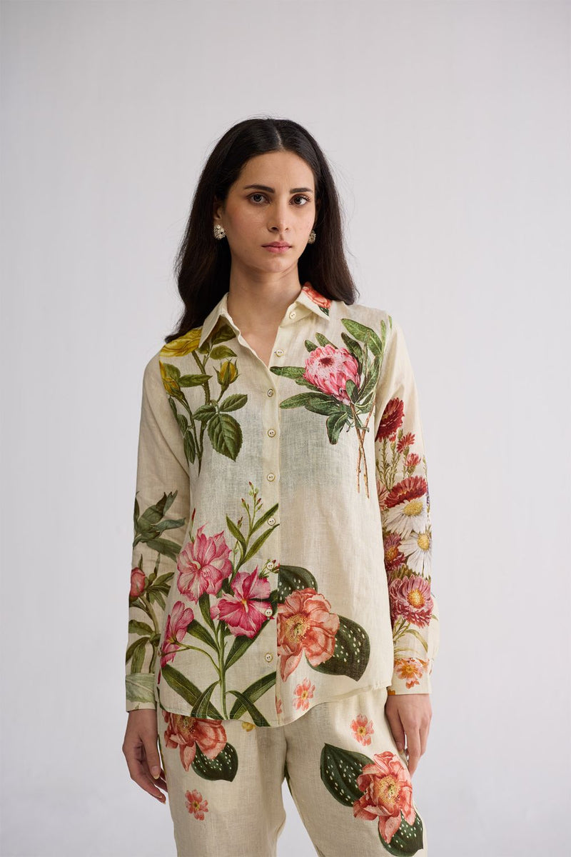 PRIMAVERA LINEN CO-ORD SET linen co-ord set by YAM in off white for women in Singapore