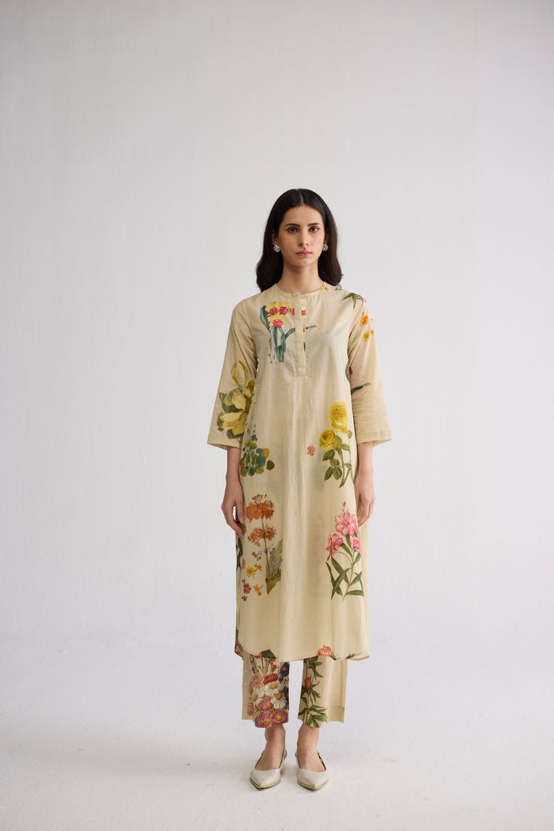 PRIMAVERA LONG KURTA SET cotton cambric kurta/kurta set by YAM in off white for women in Singapore
