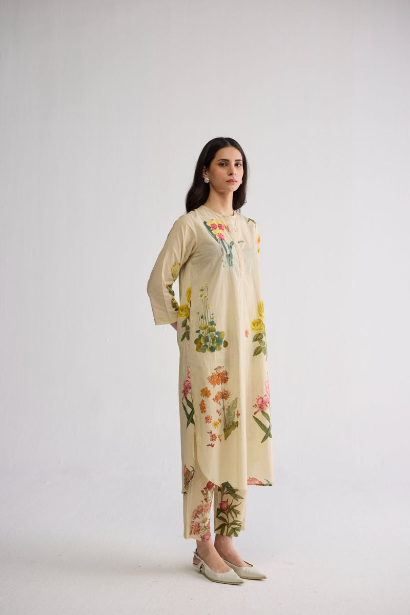 PRIMAVERA LONG KURTA SET cotton cambric kurta/kurta set by YAM in off white for women in Singapore