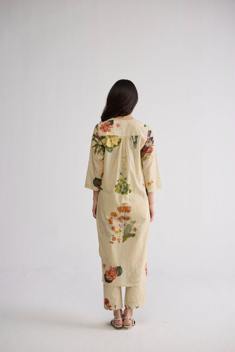 PRIMAVERA LONG KURTA SET cotton cambric kurta/kurta set by YAM in off white for women in Singapore