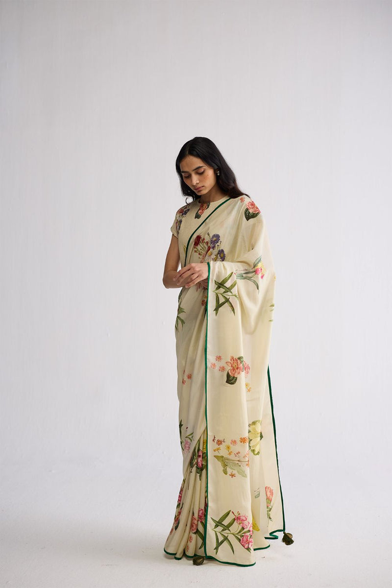 PRIMAVERA SILK SAREE silk saree by YAM in off white for women in Singapore