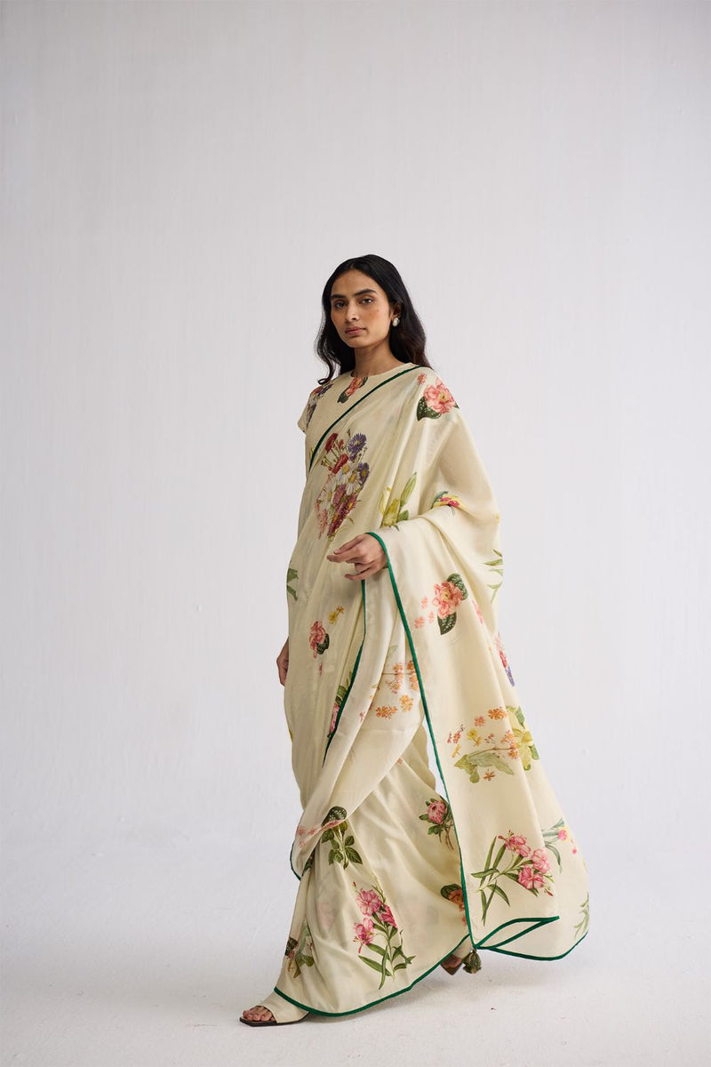 PRIMAVERA SILK SAREE silk saree by YAM in off white for women in Singapore