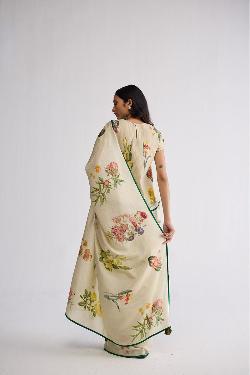 PRIMAVERA SILK SAREE silk saree by YAM in off white for women in Singapore