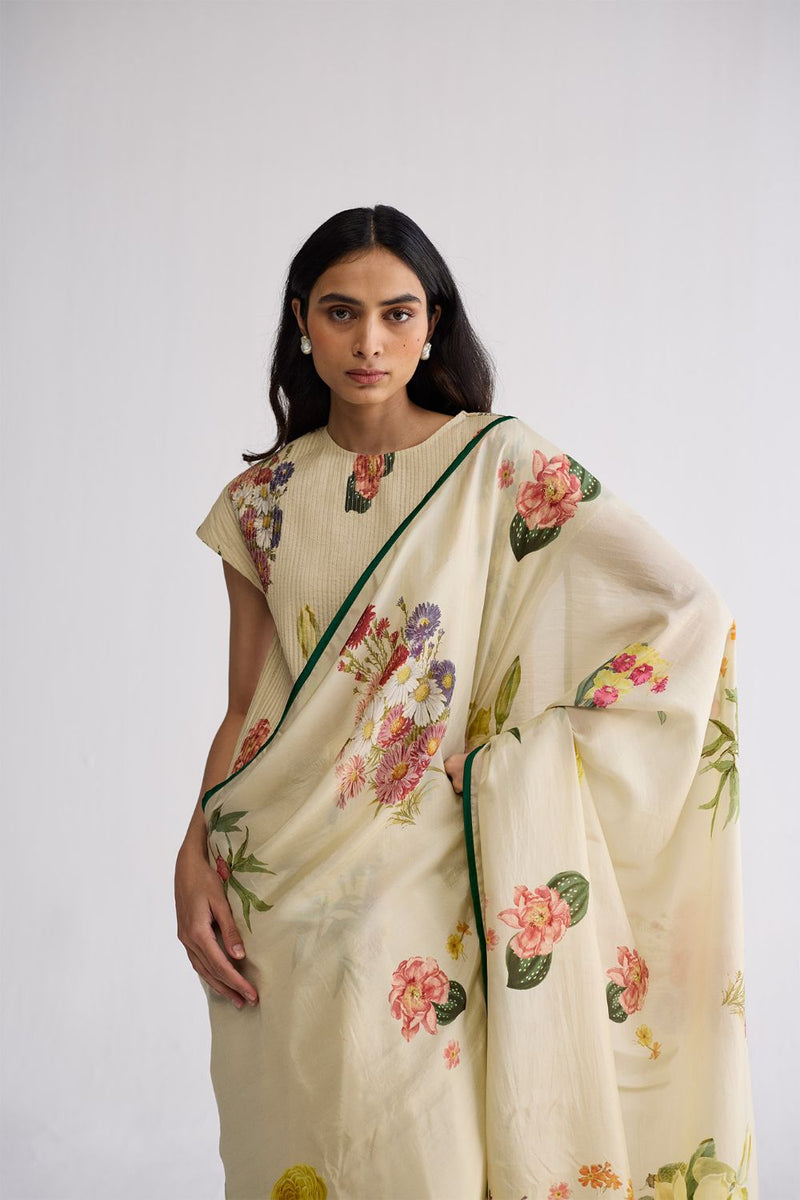 PRIMAVERA SILK SAREE silk saree by YAM in off white for women in Singapore