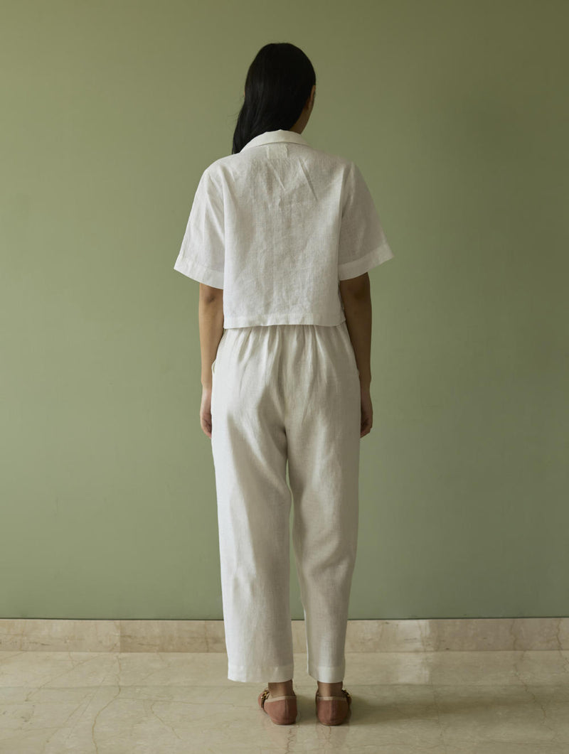 Tala Forever Linen Pants- Ivory linen by Manan in ivory color for women in Singapore