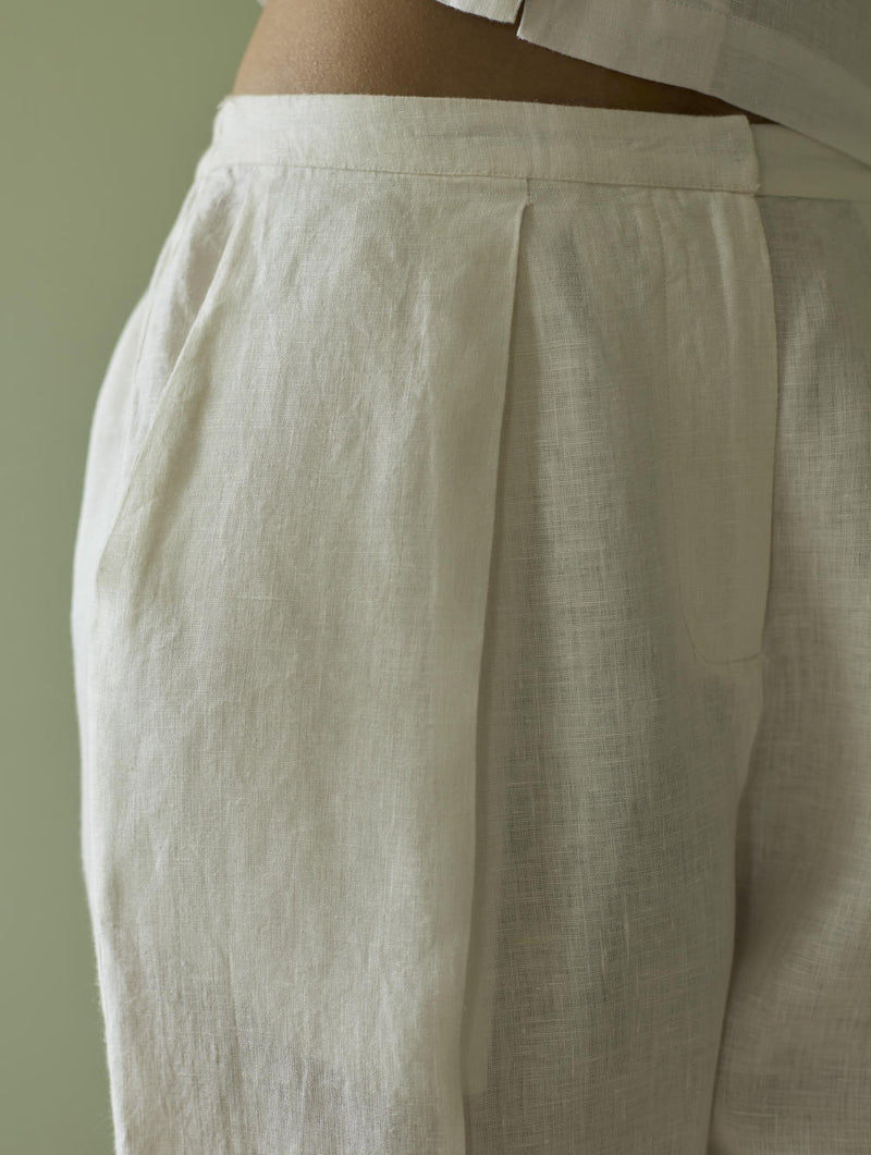 Tala Forever Linen Pants- Ivory linen by Manan in ivory color for women in Singapore