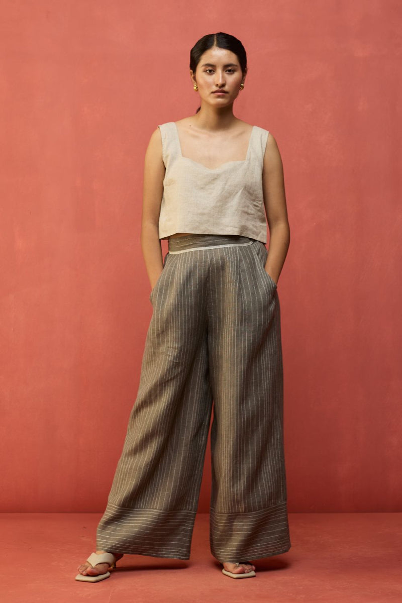 Emma Relaxed Fit Linen Pants - Grey by Manan for in Singapore