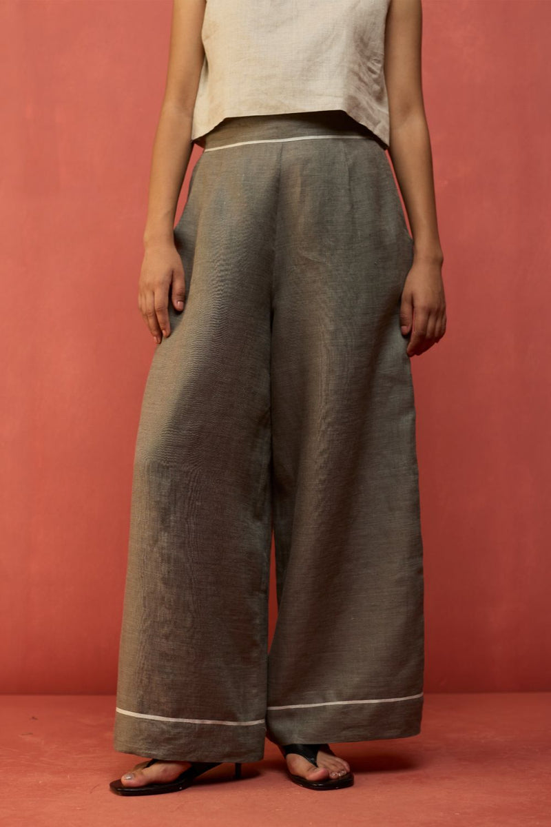 Emma Relaxed Fit Linen Pants - Grey by Manan for in Singapore
