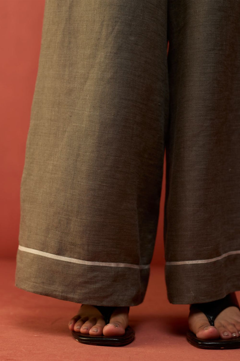 Emma Relaxed Fit Linen Pants - Grey by Manan for in Singapore