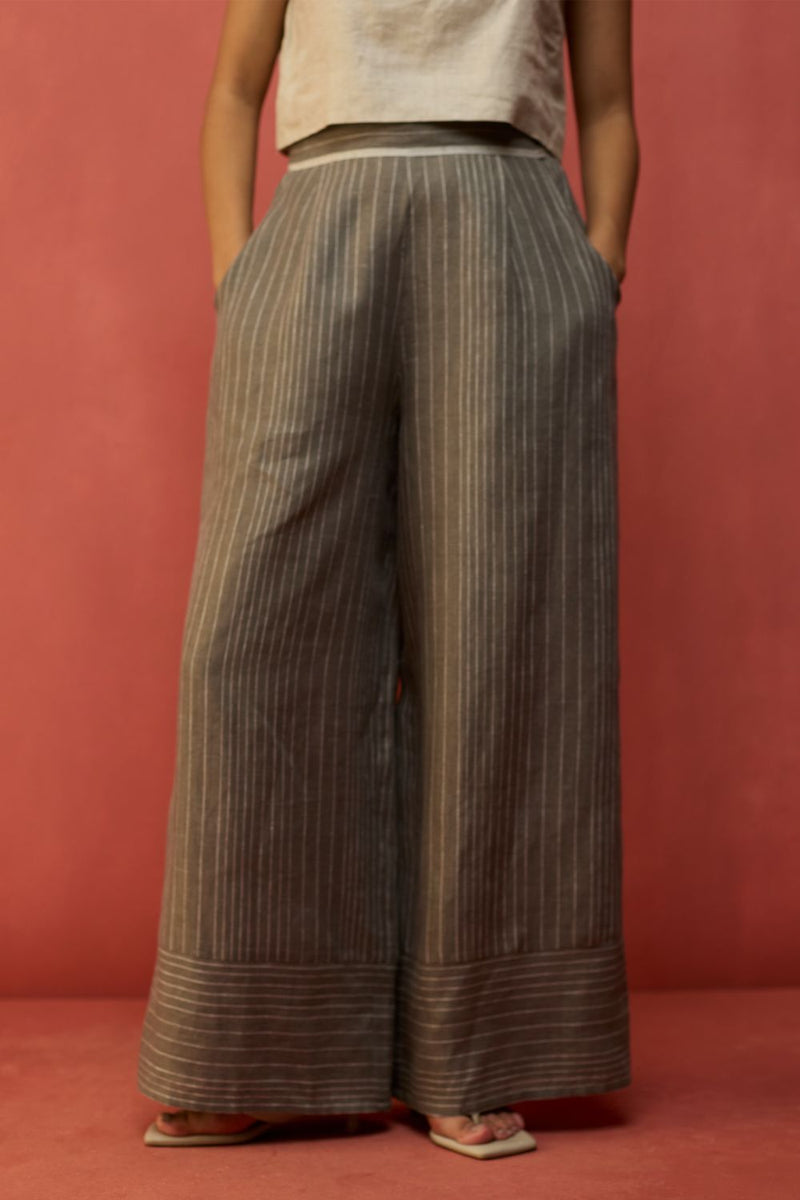 Emma Relaxed Fit Linen Pants - Grey by Manan for in Singapore