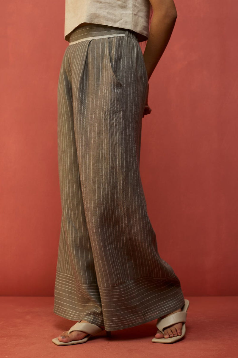 Emma Relaxed Fit Linen Pants - Grey by Manan for in Singapore