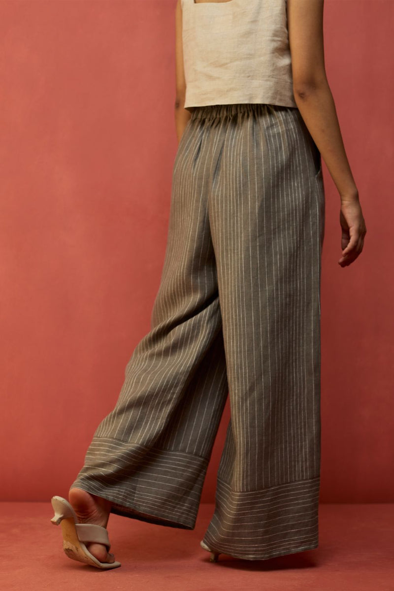 Emma Relaxed Fit Linen Pants - Grey by Manan for in Singapore