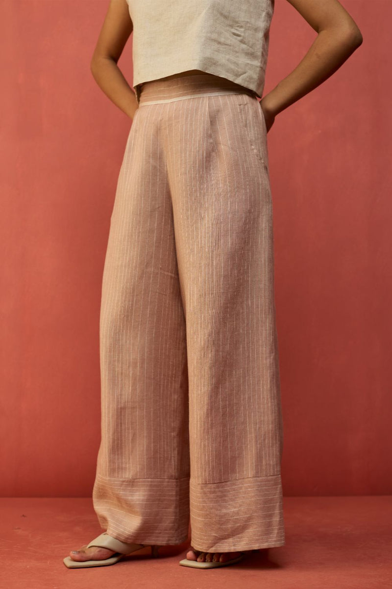 Juno Stripe Linen Pants - Dusty Rose by Manan for in Singapore