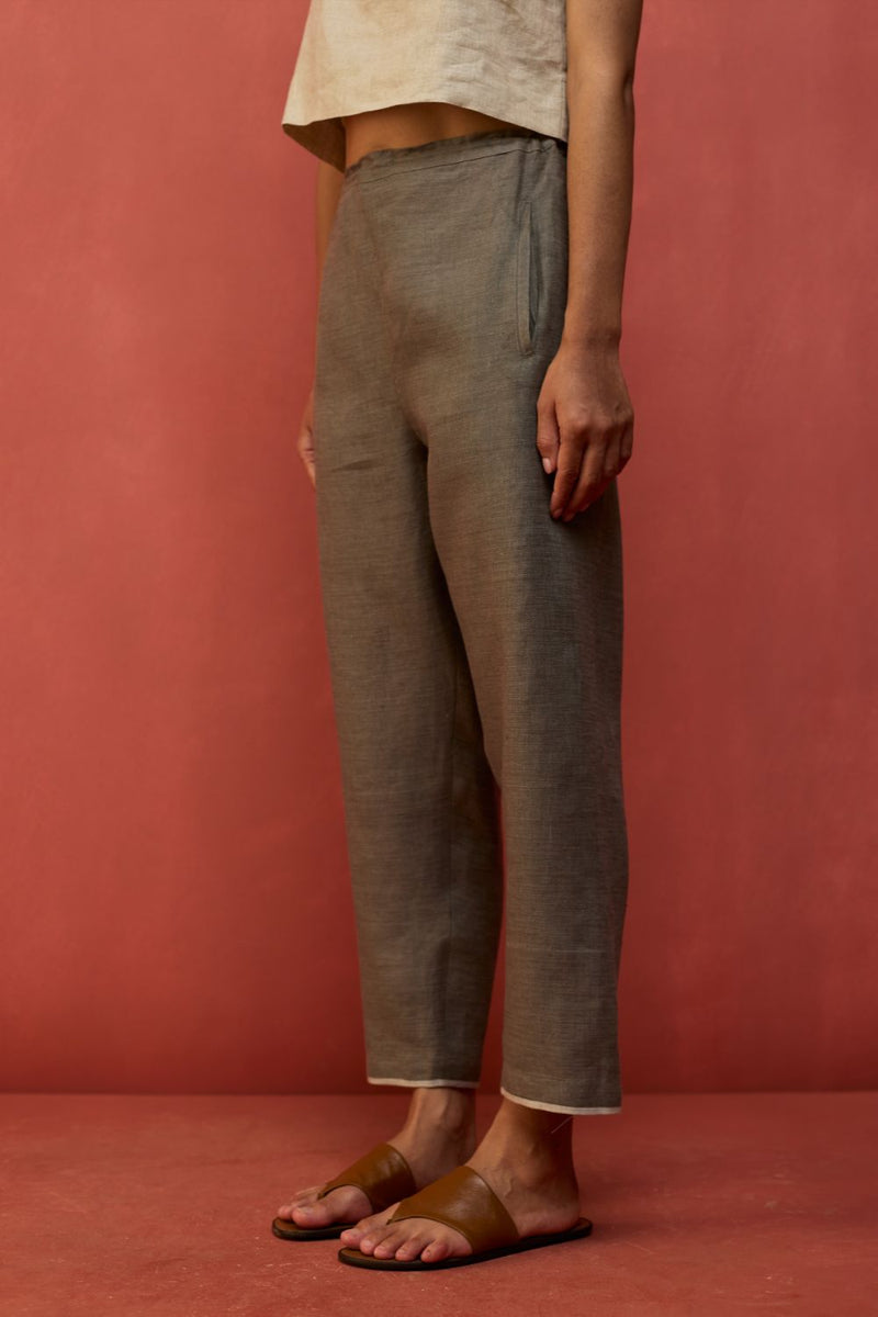 Wera Tapered Linen Pants - Grey by Manan for in Singapore